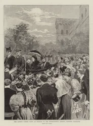 De tuinparty van de koningin in Windsor voor de afgevaardigden van het Internationale Spoorwegcongres